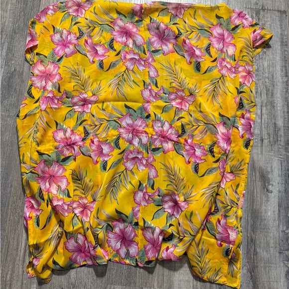 Bright Yellow Floral Kimono Cover-Up | Boho
Summer Wrap | One Size Trendy Look - Picture 3 of 5